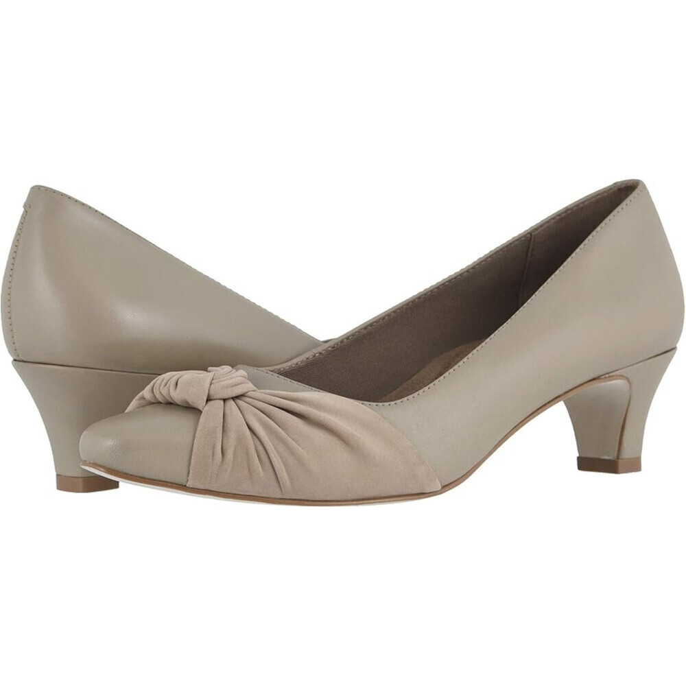Walking Cradles Isla Pump Womens 9 Taupe Leather Nubuck Knot Kitten Heel ZAP1022